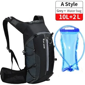 batoh na kolo Voděodolný ultralehký cyklistický batoh s vodním vakem - Grey And Water bag