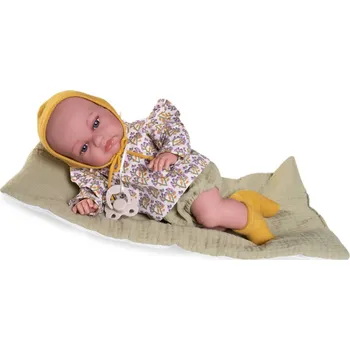 Panenka Realistické miminko holčička Toneta s kostřičkou s na dečce od firmy Antonio Juan ze Španělska (Toneta con camita posturitas)