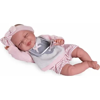 Panenka Realistické miminko spící holčička Lluna se sloníkem na oblečku od Antonio Juan ze Španělska (Lluna con bolitas dulces sueños)