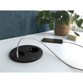 Elektrická zásuvka Zásuvka Bachmann Twist 2 - 946.106 s USB A+C nab. černá matná kulatá