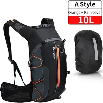 batoh na kolo Voděodolný ultralehký cyklistický batoh s vodním vakem - 10L oranžový set