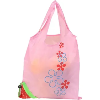Skládací nákupní taška | ekologická taška, styl jahoda - Růžová