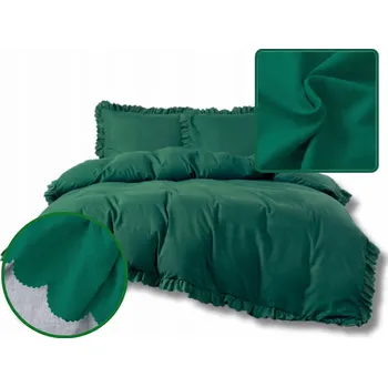 Povlečení Moderní design Povlečení 200x220 Mikrovlákno s volánky Tmavě Zeleň