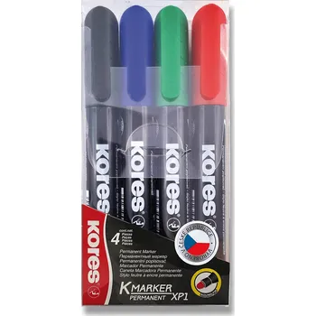 Zvýrazňovač Kores K-MARKER Permanentní popisovač, kulatý hrot 3 mm, mix 4 barev