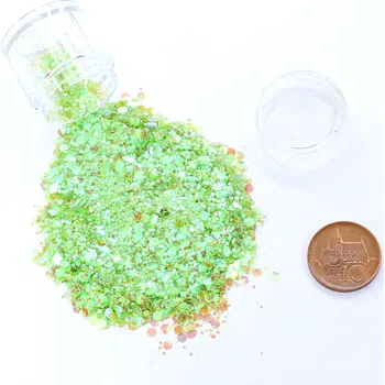 Výtvárné potřeby PourArt Glitr do pryskyřice holografický hexagon 5g hexagon barva: světle zelená