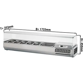 Vinotéka G.Gastro Chladicí vitrína 1,7 x 0,35 m - pro 7 x GN 1/4 nádobu