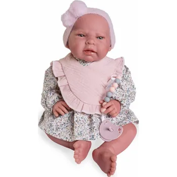 Panenka Reborn miminko - Sweet Reborn Lea s růžovým bryndáčkem od Antonio Juan ze Španělska (Sweet Reborn Lea babero)