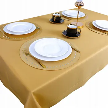 ubrus Obrus na stůl PANAMA 320x140 Zlatý Odolný proti skvrnám Hladký Dekorativní