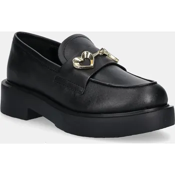 Dámské mokasíny Kožené mokasíny Love Moschino dámské, černá barva, na platformě, JA10094G1NIA0000 99X, EUR 40