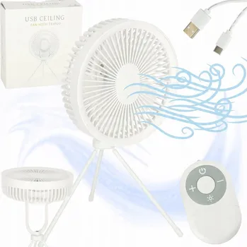 Domácí ventilátor Stolní ventilátor, stojanový bezdrátový USB ventilátor s ovladačem s lampičkou
