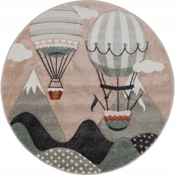 Koberec Koberec BOND 3D 120 s balónky béžovo-zelený pistáciový boho kulatý