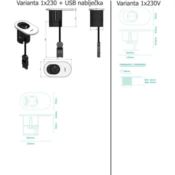 Elektrická zásuvka IBConnect Elektro zásuvka Orbit matná bílá - různé konfigurace Konfigurace elektrozásuvky: 1x230V + USB nab. C (60W)