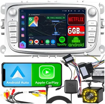 Autorádio Autorádio Ford Mondeo MK4 Focus MK2 MK3 Galaxy CarPlay Android 6 GB RAM