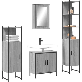 Koupelnový nábytek vidaXL 4dílný set koupelnového nábytku kompozitní dřevo [3214834] Barva: šedá sonoma