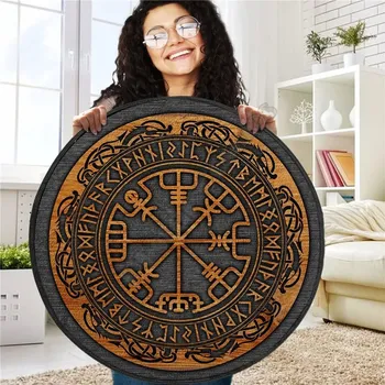 Koberec Kulatý protiskluzový 3D koberec do ložnice styl Viking - 3,140x140cm