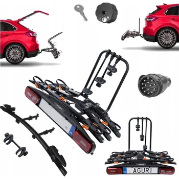 Nosič kol NOSIČ KOL NA TAŽNÉ ZAŘÍZENÍ Aguri Active Bike PRO 4 kola SKLOPNÝ E-BIKE 13P