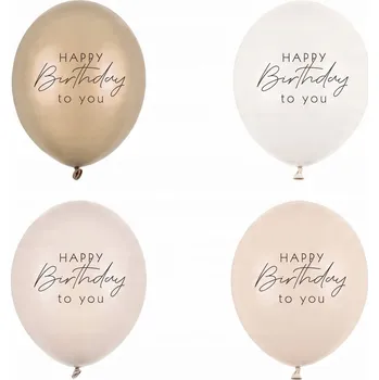 Balónek Latexové balónky Happy Birthday béžové 30 cm 3 ks