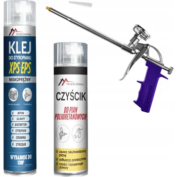 Průmyslové lepidlo PIANO LEPIDLO NA POLYSTYREN XPS EPS PĚNA + ČISTIČ PĚNY + PROFESIONÁLNÍ PISTOLE