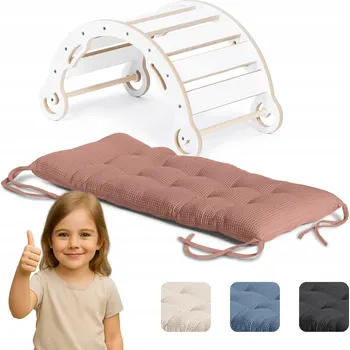 Dětská houpačka Dřevěné houpačka Montessori + skluzavka/lezecká stěna + polštář