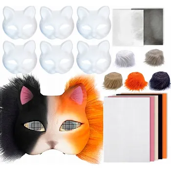 Maska na obličej kočka plastová zvířata bílá