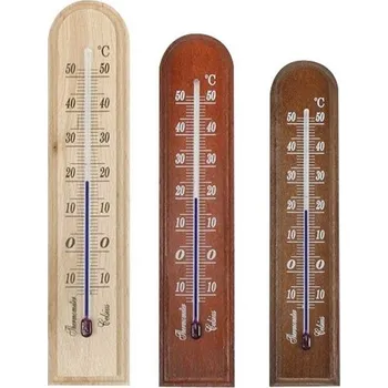 Domácí teploměr Teploměr pokojový dřevo 15x4cm TERDENS, mix barev