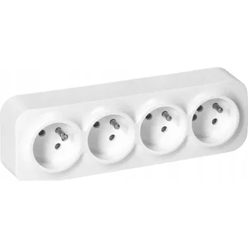 Elektrická zásuvka Čtyřnásobná zásuvka nástěnná s uzemněním kolíkem, bílá IP20 ORNO ToDo