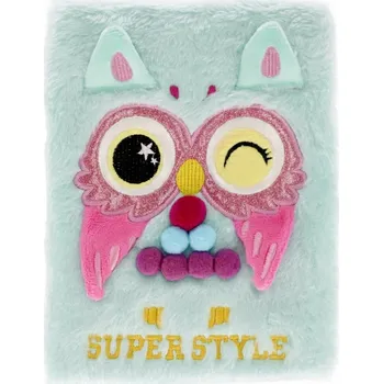 Zápisník Památník A5 Starpak Plyšový deník pro dívky Zápisník Sovička modrá, vícebarevný