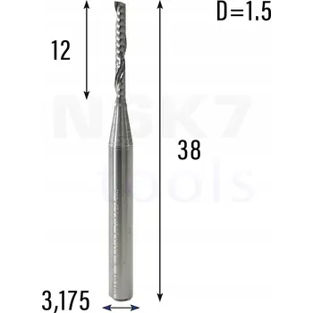 Vrták Univerzální jednobřitá fréza 1P | fi 1.5 x 12 x 38 | VHM CNC | Leštěná