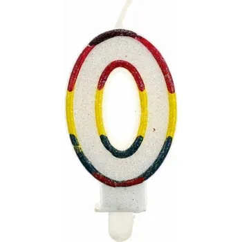 Dortová svíčka Narozeninová svíčka se třpytkami Číslice 0 na dort