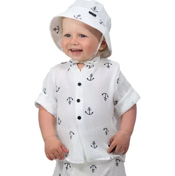 ESITO | Dětská mušelínová košile Luca Anchor - bílá / 92