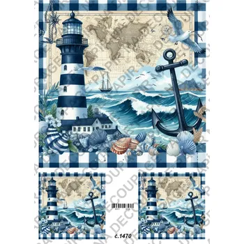 Umělecký papír Rýžový a soft papír na decoupage - Maják - KB01470 Materiál: Soft, Rozměr: A4