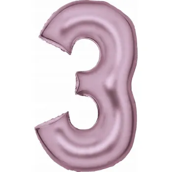 Balónek Ozdobné FÓLIOVÉ BALÓNKY Dekorativní balónek Číslice 3 Saténová Pastelově Růžová 86 cm