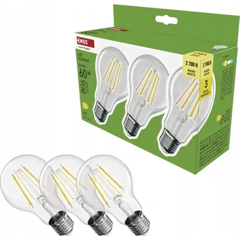 Žárovka Sada 3 LED žárovek E27 s viditelným vláknem 6W (ekvivalent 60W) 2700K ZF5D42.3 EMOS