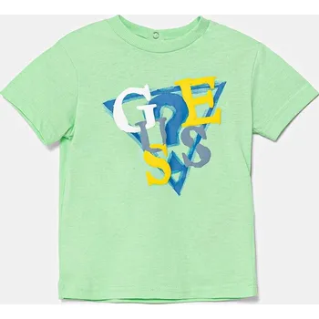Chlapecké tričko Dětské bavlněné tričko Guess tyrkysová barva, I5GI01 K8HM4 I5GI01.K8HM4.PPYA 70X, vel. 88-96