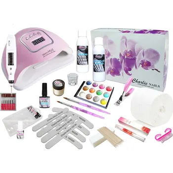 Startovací sada na Akrylové nehty XXXL120W s bruskou 10W na tipy - růžová