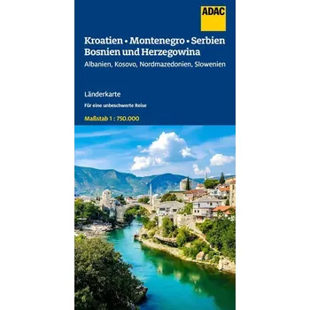ADAC Länderkarte Kroatien, Montenegro, Serbien, Bosnien und Herzegowina 1:750.000
