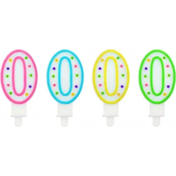 Dortová svíčka Barevná svíčka na dort k narozeninám Číslice 0