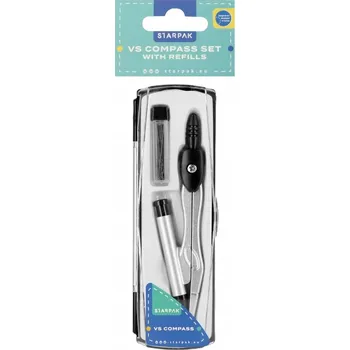 KOVOVÝ KRUŽÍTKO s mechanickou TUŽKOU + grafitový kružítko STARPAK SCHOOL