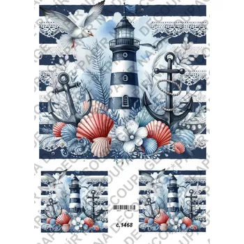 Umělecký papír Rýžový a soft papír na decoupage - Maják - KB01468 Materiál: Soft, Rozměr: A4