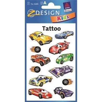 Odstranitelné tetování Tetování na blistru, tetování s motivem aut Avery Zweckform, voděodolná tetování pro děti, 12 ks
