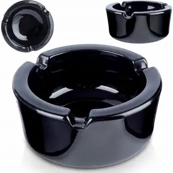 Popelník Popelník ČERNÝ skleněný kulatý popelník klasický na cigarety 8,5 cm