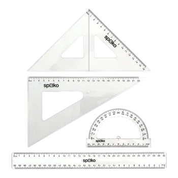 pravítka Spoko sada pravítek, 4 ks, transparentní