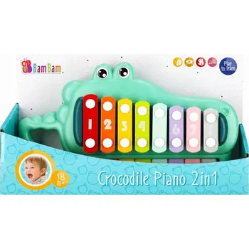 Hudební nástroj pro děti Hudební PIANINKO Krokodýl 2v1 Pro miminka Hudební Nástroje Bam Bam