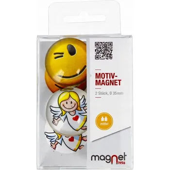 Dekorativní magnet BAREVNÉ SKLENĚNÉ MAGNETY na lednici smajlík/Anděl 2 kusy MAGNET kopule