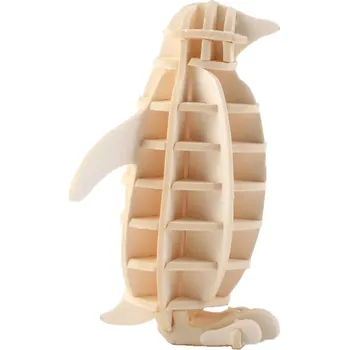 Dřevěná hračka Dřevěné 3D puzzle 39 x 25 x 52 mm model Tučňáka DIY zvířecí skládačka Montážní hračka pro děti i dospělé Kreativní tvoření Dekorace