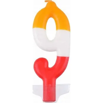 Dortová svíčka Narozeninová SVÍČKA číslice 9 dekorace na dort Party Time BAREVNÁ ARPEX