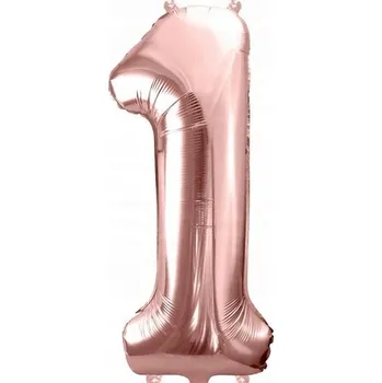 Balónek VELKÝ FÓLIOVÝ BALÓNEK NA VÝROČÍ NAROZENIN PÁRTY ČÍSLICE 1 RŮŽOVÁ 40 cm