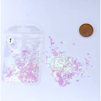 Výtvárné potřeby Dekorační písmenka do pryskyřice holografická 5mm 2g Barva: Bílá