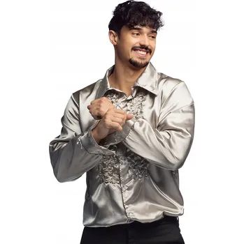 Pánská košile Košile s volány Boland Party stříbrná vel. L