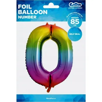 Balónek Fóliový BALÓNEK s číslicí 0 Duhový na NAROZENINY